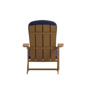 Charlestown Set of 2 All-Weather Poly Resin Wood Adirondack Chairs in Teak with Blue Cushions for Deck, Porch, and Patio, 2-JJ-C14501-CSNBL-TEAK-GG
