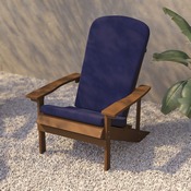 Charlestown Set of 2 All-Weather Poly Resin Wood Adirondack Chairs in Teak with Blue Cushions for Deck, Porch, and Patio, 2-JJ-C14501-CSNBL-TEAK-GG