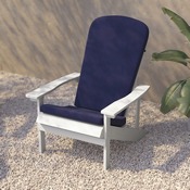 Charlestown Set of 2 All-Weather Poly Resin Wood Adirondack Chairs in White with Blue Cushions for Deck, Porch, and Patio, 2-JJ-C14501-CSNBL-WH-GG