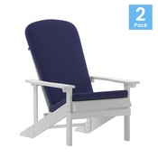 Charlestown Set of 2 All-Weather Poly Resin Wood Adirondack Chairs in White with Blue Cushions for Deck, Porch, and Patio, 2-JJ-C14501-CSNBL-WH-GG