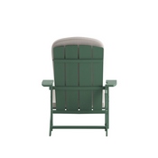 Charlestown Set of 2 All-Weather Poly Resin Wood Adirondack Chairs in Green with Cream Cushions for Deck, Porch, and Patio, 2-JJ-C14501-CSNCR-GRN-GG