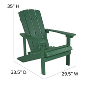 Charlestown Set of 2 All-Weather Poly Resin Wood Adirondack Chairs in Green with Cream Cushions for Deck, Porch, and Patio, 2-JJ-C14501-CSNCR-GRN-GG