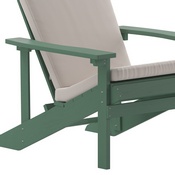 Charlestown Set of 2 All-Weather Poly Resin Wood Adirondack Chairs in Green with Cream Cushions for Deck, Porch, and Patio, 2-JJ-C14501-CSNCR-GRN-GG