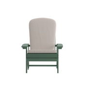 Charlestown Set of 2 All-Weather Poly Resin Wood Adirondack Chairs in Green with Cream Cushions for Deck, Porch, and Patio, 2-JJ-C14501-CSNCR-GRN-GG