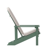Charlestown Set of 2 All-Weather Poly Resin Wood Adirondack Chairs in Green with Cream Cushions for Deck, Porch, and Patio, 2-JJ-C14501-CSNCR-GRN-GG