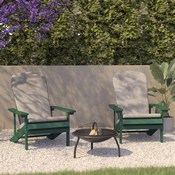 Charlestown Set of 2 All-Weather Poly Resin Wood Adirondack Chairs in Green with Cream Cushions for Deck, Porch, and Patio, 2-JJ-C14501-CSNCR-GRN-GG