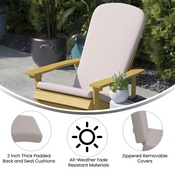 Charlestown Set of 2 All-Weather Poly Resin Wood Adirondack Chairs in Red with Cream Cushions for Deck, Porch, and Patio, 2-JJ-C14501-CSNCR-RED-GG