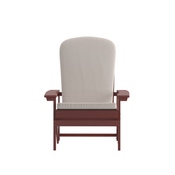 Charlestown Set of 2 All-Weather Poly Resin Wood Adirondack Chairs in Red with Cream Cushions for Deck, Porch, and Patio, 2-JJ-C14501-CSNCR-RED-GG