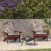Charlestown Set of 2 All-Weather Poly Resin Wood Adirondack Chairs in Red with Cream Cushions for Deck, Porch, and Patio, 2-JJ-C14501-CSNCR-RED-GG