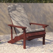 Charlestown Set of 2 All-Weather Poly Resin Wood Adirondack Chairs in Red with Cream Cushions for Deck, Porch, and Patio, 2-JJ-C14501-CSNCR-RED-GG