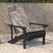 Charlestown Set of 2 All-Weather Poly Resin Wood Adirondack Chairs in Slate Gray with Cream Cushions for Deck, Porch, and Patio, 2-JJ-C14501-CSNCR-SLT-GG