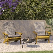 Charlestown Set of 2 All-Weather Poly Resin Wood Adirondack Chairs in Yellow with Cream Cushions for Deck, Porch, and Patio, 2-JJ-C14501-CSNCR-YLW-GG