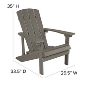 Charlestown Set of 2 All-Weather Poly Resin Wood Adirondack Chairs in Gray with Gray Cushions for Deck, Porch, and Patio, 2-JJ-C14501-CSNGY-LTG-GG