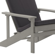 Charlestown Set of 2 All-Weather Poly Resin Wood Adirondack Chairs in Gray with Gray Cushions for Deck, Porch, and Patio, 2-JJ-C14501-CSNGY-LTG-GG