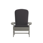 Charlestown Set of 2 All-Weather Poly Resin Wood Adirondack Chairs in Gray with Gray Cushions for Deck, Porch, and Patio, 2-JJ-C14501-CSNGY-LTG-GG