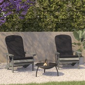 Charlestown Set of 2 All-Weather Poly Resin Wood Adirondack Chairs in Gray with Gray Cushions for Deck, Porch, and Patio, 2-JJ-C14501-CSNGY-LTG-GG