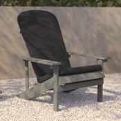 Charlestown Set of 2 All-Weather Poly Resin Wood Adirondack Chairs in Gray with Gray Cushions for Deck, Porch, and Patio, 2-JJ-C14501-CSNGY-LTG-GG
