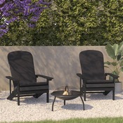 Charlestown Set of 2 All-Weather Poly Resin Wood Adirondack Chairs in Slate Gray with Gray Cushions for Deck, Porch, and Patio, 2-JJ-C14501-CSNGY-SLT-GG