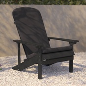 Charlestown Set of 2 All-Weather Poly Resin Wood Adirondack Chairs in Slate Gray with Gray Cushions for Deck, Porch, and Patio, 2-JJ-C14501-CSNGY-SLT-GG