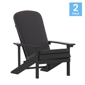 Charlestown Set of 2 All-Weather Poly Resin Wood Adirondack Chairs in Slate Gray with Gray Cushions for Deck, Porch, and Patio, 2-JJ-C14501-CSNGY-SLT-GG