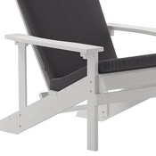 Charlestown Set of 2 All-Weather Poly Resin Wood Adirondack Chairs in White with Gray Cushions for Deck, Porch, and Patio, 2-JJ-C14501-CSNGY-WH-GG