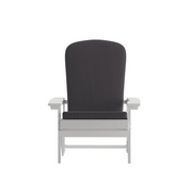 Charlestown Set of 2 All-Weather Poly Resin Wood Adirondack Chairs in White with Gray Cushions for Deck, Porch, and Patio, 2-JJ-C14501-CSNGY-WH-GG