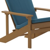 Charlestown Set of 2 All-Weather Poly Resin Wood Adirondack Chairs in Teak with Teal Cushions for Deck, Porch, and Patio, 2-JJ-C14501-CSNTL-TEAK-GG