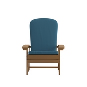 Charlestown Set of 2 All-Weather Poly Resin Wood Adirondack Chairs in Teak with Teal Cushions for Deck, Porch, and Patio, 2-JJ-C14501-CSNTL-TEAK-GG