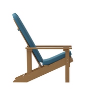 Charlestown Set of 2 All-Weather Poly Resin Wood Adirondack Chairs in Teak with Teal Cushions for Deck, Porch, and Patio, 2-JJ-C14501-CSNTL-TEAK-GG