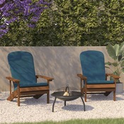 Charlestown Set of 2 All-Weather Poly Resin Wood Adirondack Chairs in Teak with Teal Cushions for Deck, Porch, and Patio, 2-JJ-C14501-CSNTL-TEAK-GG