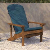 Charlestown Set of 2 All-Weather Poly Resin Wood Adirondack Chairs in Teak with Teal Cushions for Deck, Porch, and Patio, 2-JJ-C14501-CSNTL-TEAK-GG