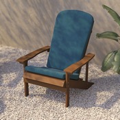 Charlestown Set of 2 All-Weather Poly Resin Wood Adirondack Chairs in Teak with Teal Cushions for Deck, Porch, and Patio, 2-JJ-C14501-CSNTL-TEAK-GG