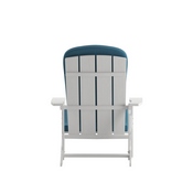 Charlestown Set of 2 All-Weather Poly Resin Wood Adirondack Chairs in White with Teal Cushions for Deck, Porch, and Patio, 2-JJ-C14501-CSNTL-WH-GG