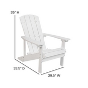 Charlestown Set of 2 All-Weather Poly Resin Wood Adirondack Chairs in White with Teal Cushions for Deck, Porch, and Patio, 2-JJ-C14501-CSNTL-WH-GG