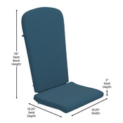 Charlestown Set of 2 All-Weather Poly Resin Wood Adirondack Chairs in White with Teal Cushions for Deck, Porch, and Patio, 2-JJ-C14501-CSNTL-WH-GG