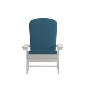 Charlestown Set of 2 All-Weather Poly Resin Wood Adirondack Chairs in White with Teal Cushions for Deck, Porch, and Patio, 2-JJ-C14501-CSNTL-WH-GG