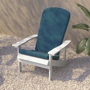 Charlestown Set of 2 All-Weather Poly Resin Wood Adirondack Chairs in White with Teal Cushions for Deck, Porch, and Patio, 2-JJ-C14501-CSNTL-WH-GG