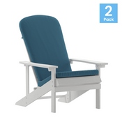 Charlestown Set of 2 All-Weather Poly Resin Wood Adirondack Chairs in White with Teal Cushions for Deck, Porch, and Patio, 2-JJ-C14501-CSNTL-WH-GG