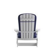 Charlestown Set of 2 All-Weather Poly Resin Indoor/Outdoor Folding Adirondack Chairs in White with Blue Cushions for Deck, Porch, and Patio, 2-JJ-C14505-CSNBL-WH-GG