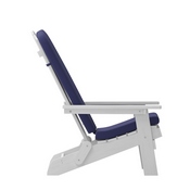 Charlestown Set of 2 All-Weather Poly Resin Indoor/Outdoor Folding Adirondack Chairs in White with Blue Cushions for Deck, Porch, and Patio, 2-JJ-C14505-CSNBL-WH-GG