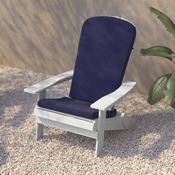 Charlestown Set of 2 All-Weather Poly Resin Indoor/Outdoor Folding Adirondack Chairs in White with Blue Cushions for Deck, Porch, and Patio, 2-JJ-C14505-CSNBL-WH-GG