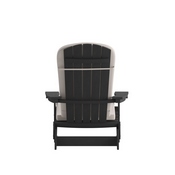Charlestown Set of 2 All-Weather Poly Resin Indoor/Outdoor Folding Adirondack Chairs in Black with Cream Cushions for Deck, Porch, and Patio, 2-JJ-C14505-CSNCR-BLK-GG