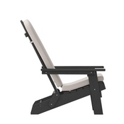 Charlestown Set of 2 All-Weather Poly Resin Indoor/Outdoor Folding Adirondack Chairs in Black with Cream Cushions for Deck, Porch, and Patio, 2-JJ-C14505-CSNCR-BLK-GG