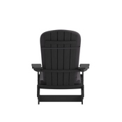 Charlestown Set of 2 All-Weather Poly Resin Indoor/Outdoor Folding Adirondack Chairs in Black with Gray Cushions for Deck, Porch, and Patio, 2-JJ-C14505-CSNGY-BLK-GG