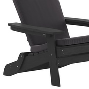 Charlestown Set of 2 All-Weather Poly Resin Indoor/Outdoor Folding Adirondack Chairs in Black with Gray Cushions for Deck, Porch, and Patio, 2-JJ-C14505-CSNGY-BLK-GG