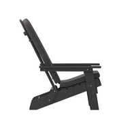 Charlestown Set of 2 All-Weather Poly Resin Indoor/Outdoor Folding Adirondack Chairs in Black with Gray Cushions for Deck, Porch, and Patio, 2-JJ-C14505-CSNGY-BLK-GG