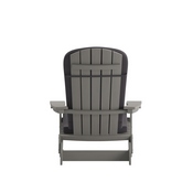 Charlestown Set of 2 All-Weather Poly Resin Indoor/Outdoor Folding Adirondack Chairs in Gray with Gray Cushions for Deck, Porch, and Patio, 2-JJ-C14505-CSNGY-GY-GG