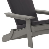 Charlestown Set of 2 All-Weather Poly Resin Indoor/Outdoor Folding Adirondack Chairs in Gray with Gray Cushions for Deck, Porch, and Patio, 2-JJ-C14505-CSNGY-GY-GG
