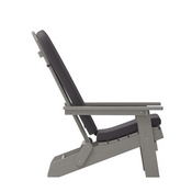 Charlestown Set of 2 All-Weather Poly Resin Indoor/Outdoor Folding Adirondack Chairs in Gray with Gray Cushions for Deck, Porch, and Patio, 2-JJ-C14505-CSNGY-GY-GG
