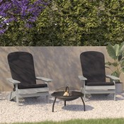 Charlestown Set of 2 All-Weather Poly Resin Indoor/Outdoor Folding Adirondack Chairs in Gray with Gray Cushions for Deck, Porch, and Patio, 2-JJ-C14505-CSNGY-GY-GG